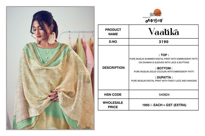 Vaatika By Jay Vijay Summer Pure Muslin Printed Salwar Suits Wholesale Market In Surat